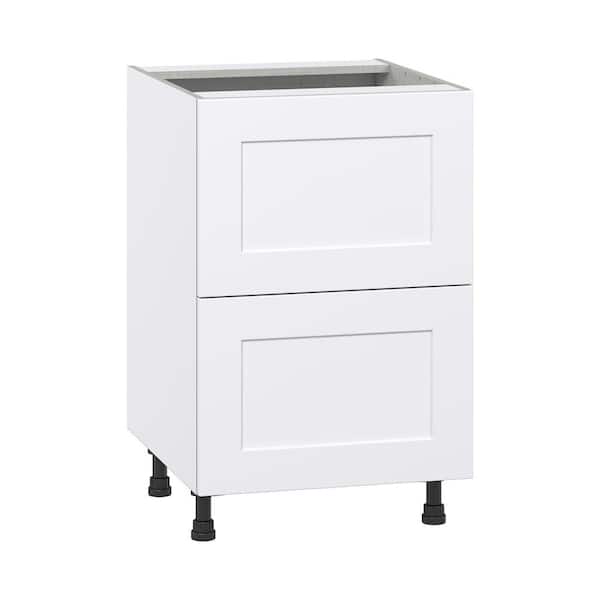 J COLLECTION Roseland 24 in. W x 24 in. D x 34.5 in. H Assembled Shaker Drawer Base Kitchen Cabinet in Warm White with 2 Drawers