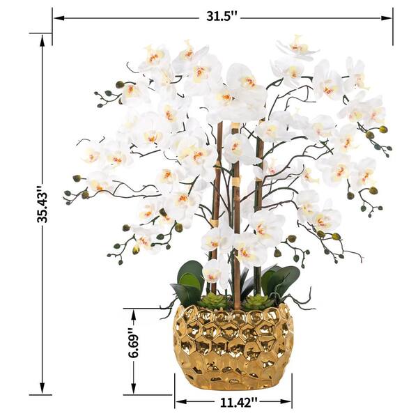 Vanity Art 35.43 in. H Gold-plated Phalaenopsis Orchid Floral Arrangement in Pot