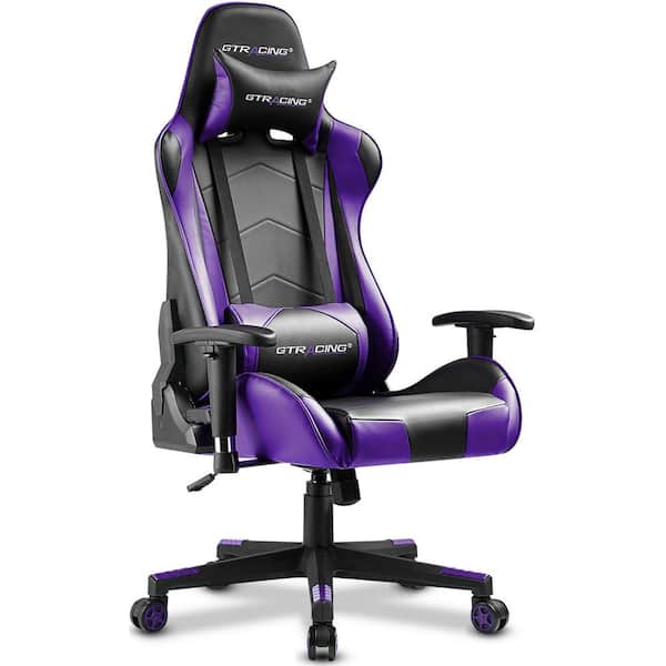 Lucklife Purple Gaming Chair Racing Office Computer Ergonomic Leather Game  Chair with Headrest and Lumbar Pillow Esports Chair HD-GT099-PURPLE - The  Home Depot