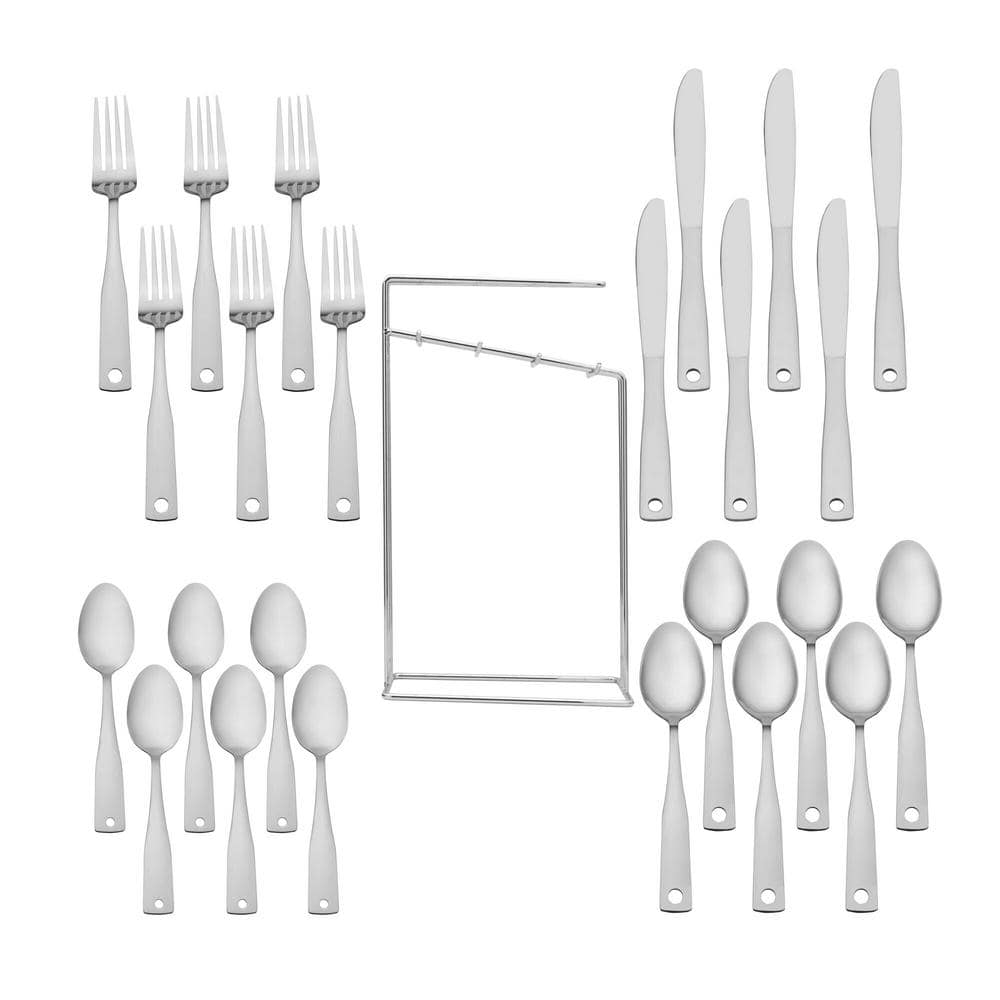International Silver Piccadilly 24 Piece 18.0 Stainless Steel Flatware Set With Caddy