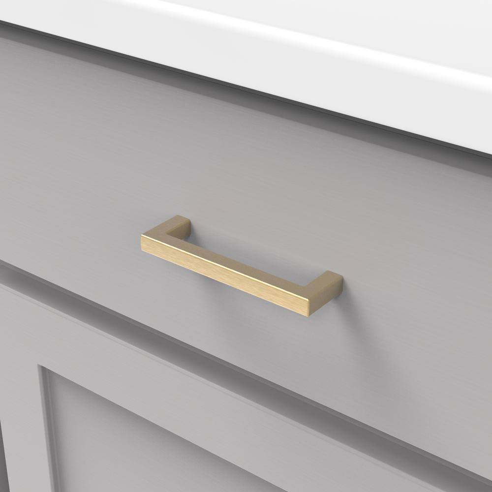 Modern Brushed Golden Brass Cabinet Handle Pulls with Mounting Hardware