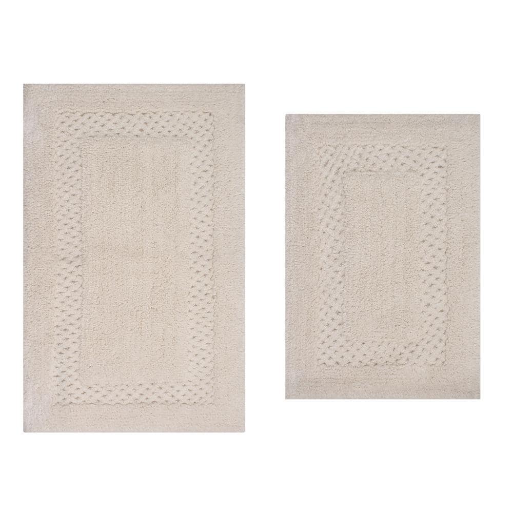 Ivory Cotton Tufted 2-Piece Bath Rug Set