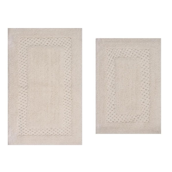 HOME WEAVERS INC Classy Bathmat Off-White Cotton 2-Piece Bath Rug