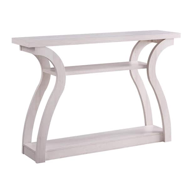 FC Design 51 in. White Oak Standard Rectangle Composite Console Table with 2-Open Shelves