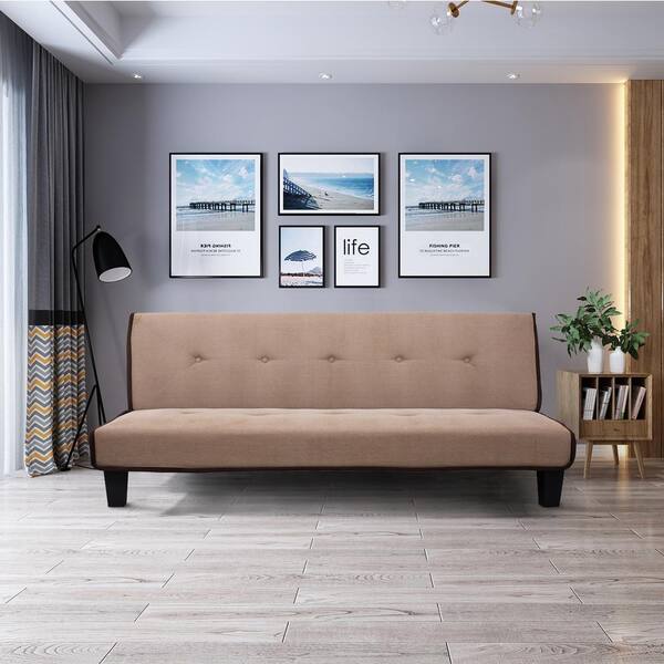 Boyel Living 79 In Beige Cotton 2 Seater King Sleeper Armless Sofa Bed Bc 208 The Home Depot