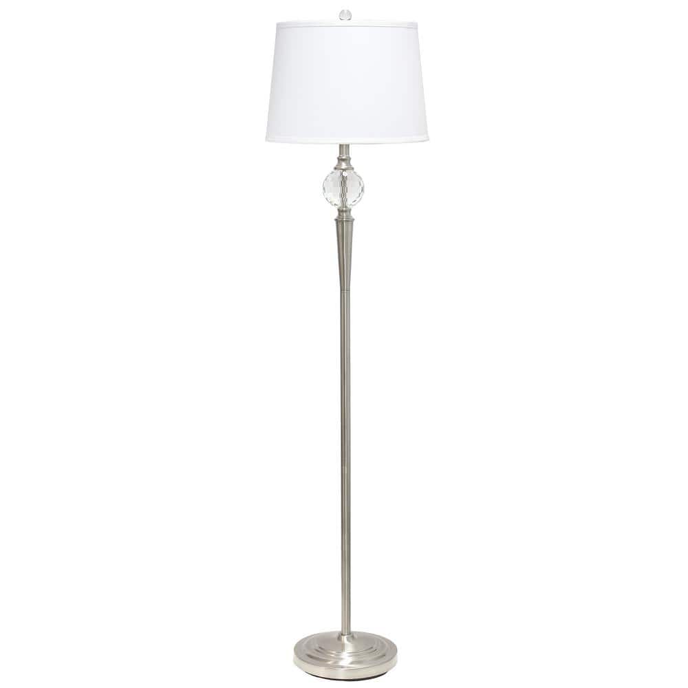 Elegant Silver Crystal Drop Floor & Table Lamp Trio Set with White Shades