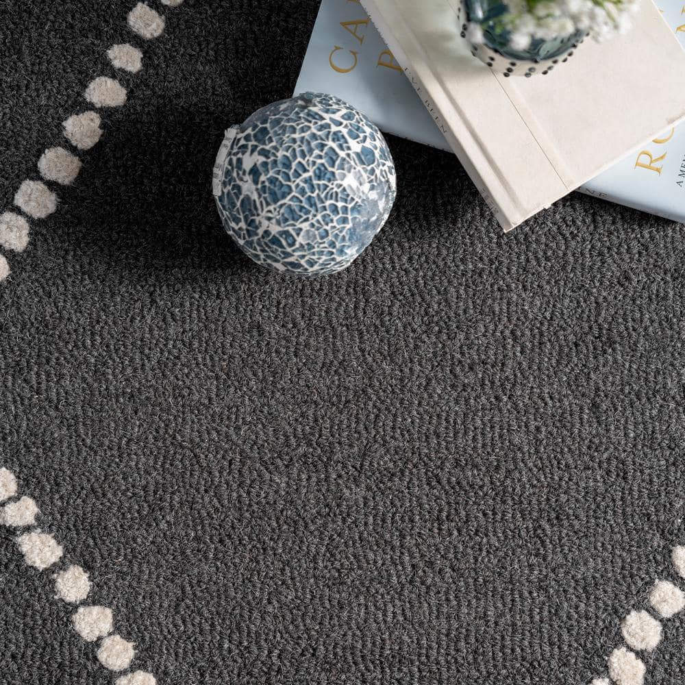 Charcoal Wool Trellis Tufted 4' x 6' Kids Rug