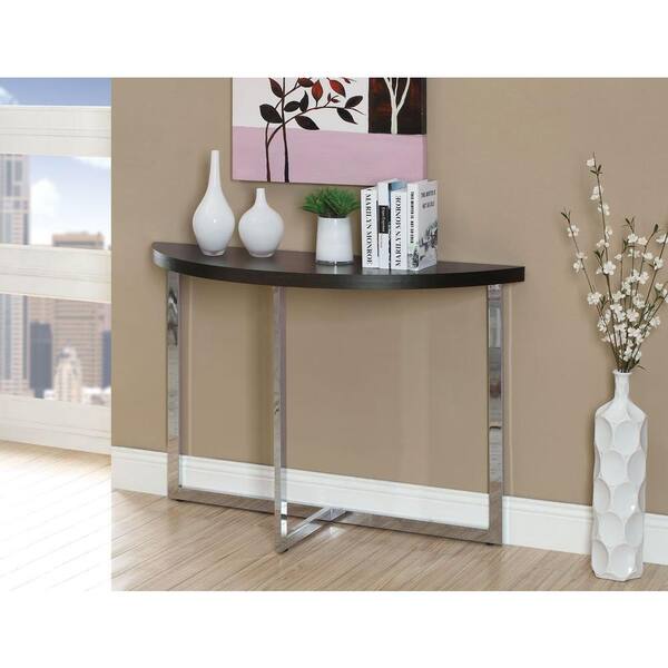 Monarch Specialties Cappuccino and Chrome Console Table