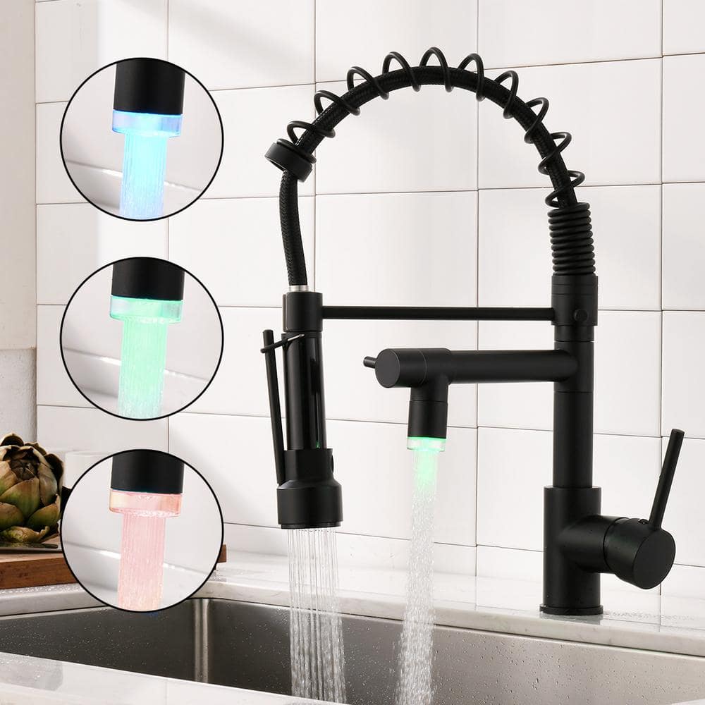 Matte Black High-Arc Kitchen Faucet with Pull-Down Spray