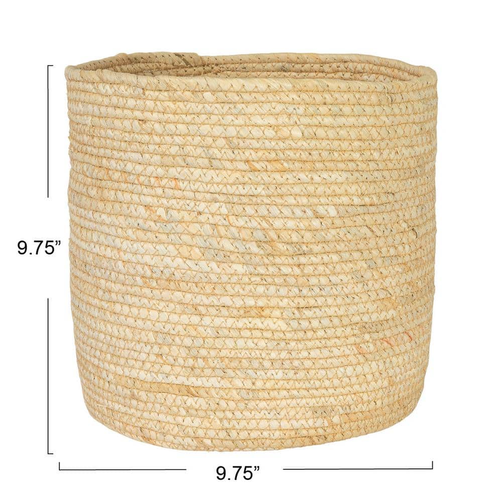 Natural Handwoven Corn Leaf Round Storage Basket