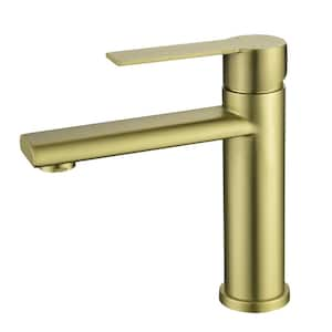 Single-Handle Single Hole Bathroom Faucet in Gold