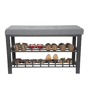 Entryway Bench with Shoe Storage in Grey