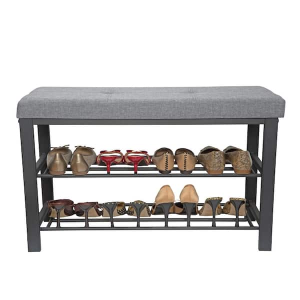 SIMPLIFY Entryway Bench with Shoe Storage in Grey