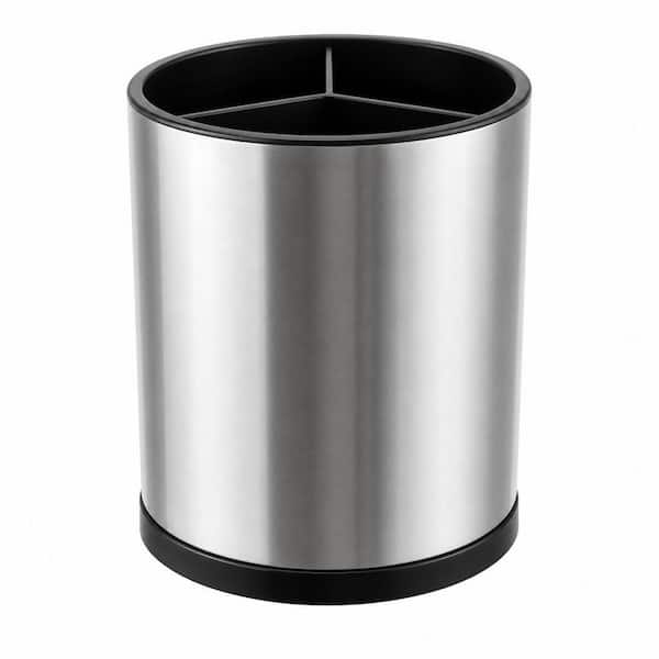 Silver Extra Large 360° Rotating Stainless Steel Kitchen Utensil Holder, 3 Compartment