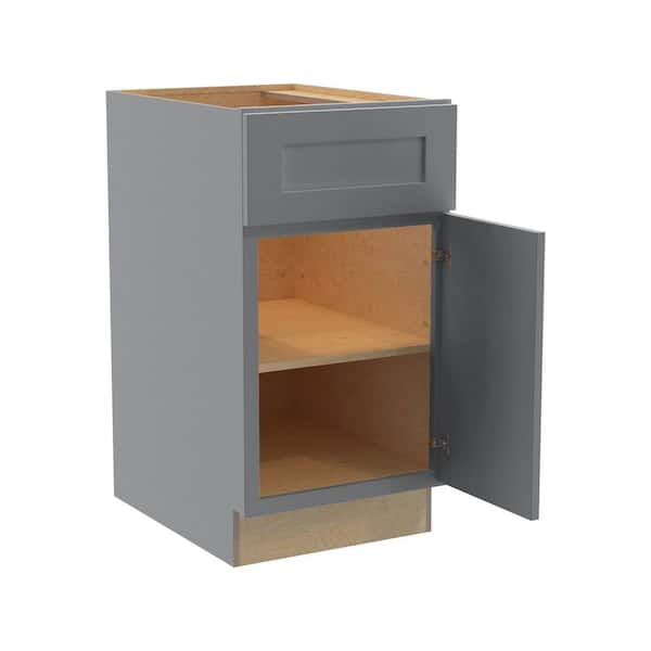 Home Decorators Collection Newport 18 in. W x 21 in. D x 34.5 in. H Assembled Plywood Base Bath Cabinet in Pearl Gray with Soft Close RH