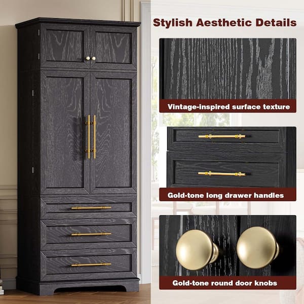 XUJMK 32 in W x 16 in D x 78 in H Linen Cabinet, Kitchen Pantry