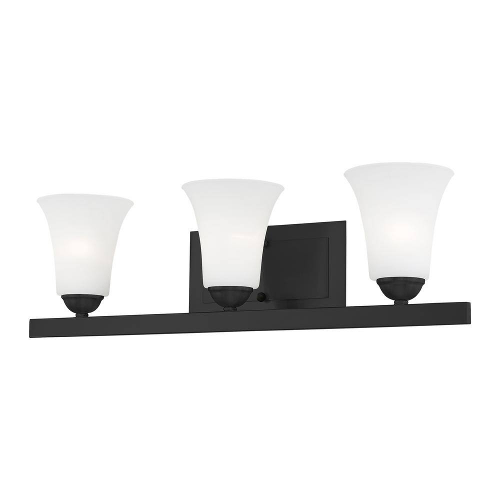 Ridgedale Black 3-Light Vanity with Satin Opal Glass