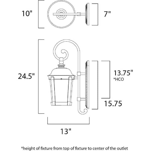 Dover 10 in. W 1-Light Bronze Outdoor Wall Lantern Sconce