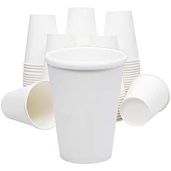 3.54 in. White Disposable Paper Coffee Cups for Hot and Cold Drinks Party Office Home 100 Per Case