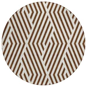 Chantille ACN550 Brown 8 ft. x 8 ft. Round Machine Washable Indoor/Outdoor Geometric Area Rug
