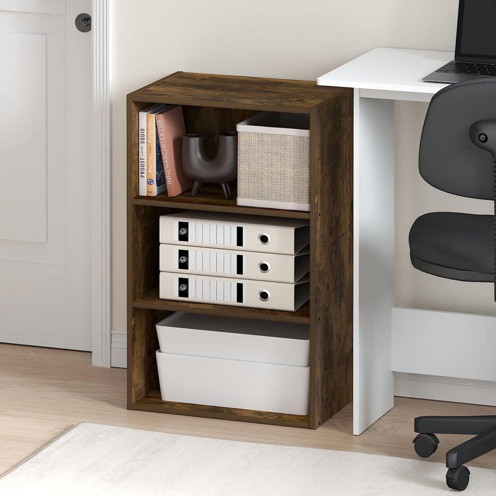 Furinno Basic 26.42 in. Tall Amber Pine Wood 3-Shelf Bookcase