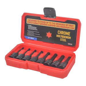 1/2 in. Drive Impact Socket Set, CR-MO, External Polydrive (MP6-MP14) with Case (8-Pieces)