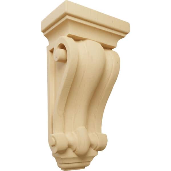 Ekena Millwork 3-1/4 in. x 5 in. x 9-1/2 in. Unfinished Wood Alder Cole Pilaster Wood Corbel