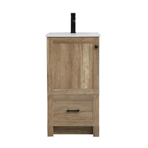 18 in. W x 19 in. D x 34 in. H Single Bath Vanity in Natural Oak with Ivory Engineered Stone Top and White Basin
