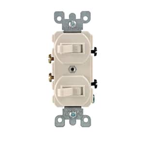 15 Amp Combination Double Switch, Light Almond