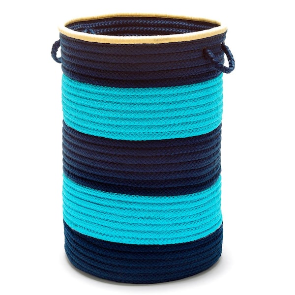 Colonial Mills Color Pop Round Polypropylene Hamper Turquoise Navy 16 in. x 16 in. x 24 in.