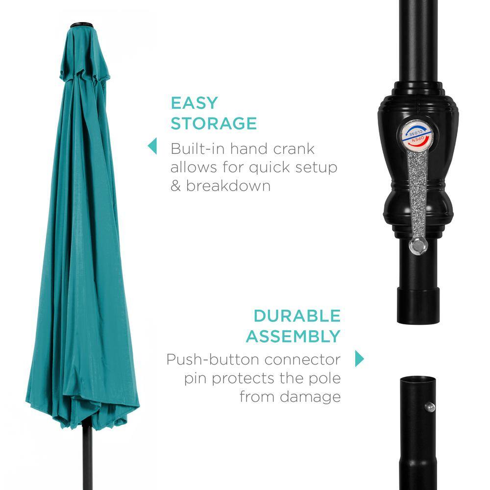 Cerulean Hexagon Outdoor Steel Crank Patio Umbrella