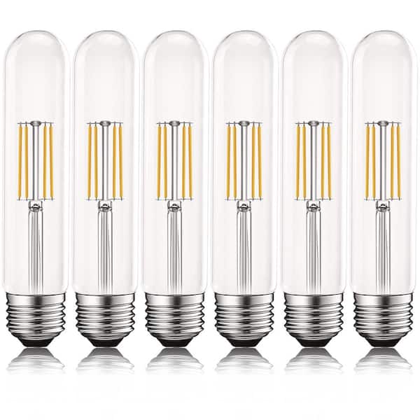 60-Watt Equivalent T9 Dimmable Edison Tube LED Light Bulbs 5Watt UL Listed 3000K Soft White 550 Lumens E26 Base (6-Pack)