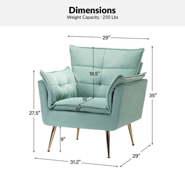 JAYDEN CREATION MδContemporary Classic Velvet Accent Sage Armchair Tufted  Padded Cushion and Gold Metal Legs for Living Room Bedroom CHWH0284-SAGE -  The Home Depot