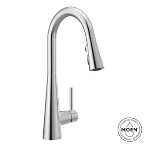 Sleek Chrome 15.56 in. H Pull Down Sprayer Kitchen Faucet with 360 Degree Spout Swivel and Power Boost