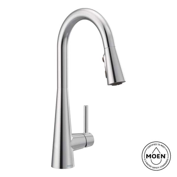 Sleek Chrome 15.56 in. H Pull Down Sprayer Kitchen Faucet with 360 Degree Spout Swivel and Power Boost