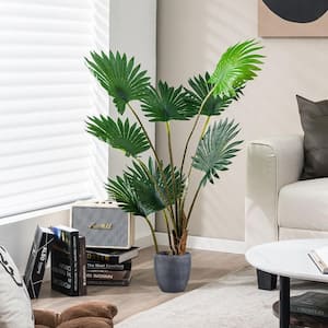 4 ft. Artificial Tree Artificial Fan Palm Tree Fake Palm Plant for Indoor Outdoor