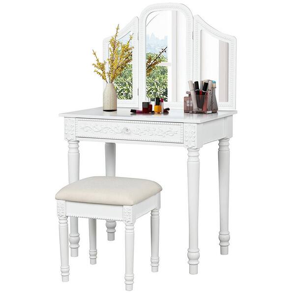 Beautify Grey Vintage Style Dressing Table with 1 Drawer for Makeup Jewellery 