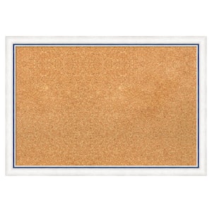 Morgan White Blue Wood Framed Natural Corkboard 26 in. x 18 in. Bulletin Board Memo Board