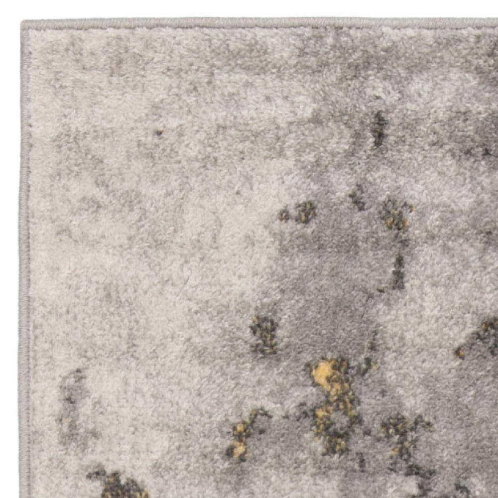 Gray and Yellow Abstract Easy-Care Runner Rug