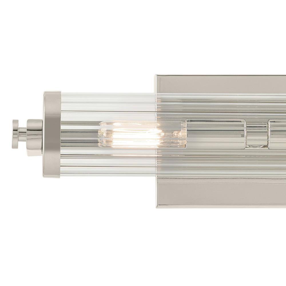 Polished Nickel Cylinder Wall Sconce with Clear Fluted Glass