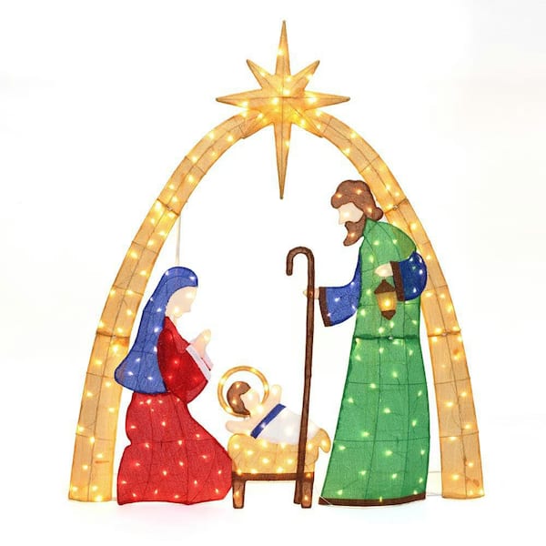 71 in. Multi-Color Nativity Scene Outdoor Christmas Decoration with Lights