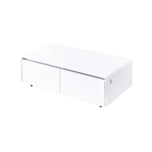 Bluetooth Coffee Table Fridge 27 in. 25 cu. ft. Retro Mini Refrigerator in White Tempered GlassTable Top and Back Screen
