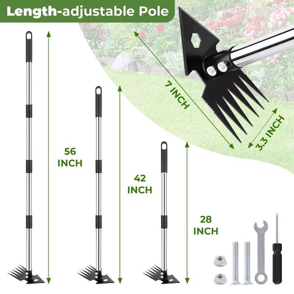 Misopily Dual-Head 2-in-1 Weeder Tool with Long Handle Manganese