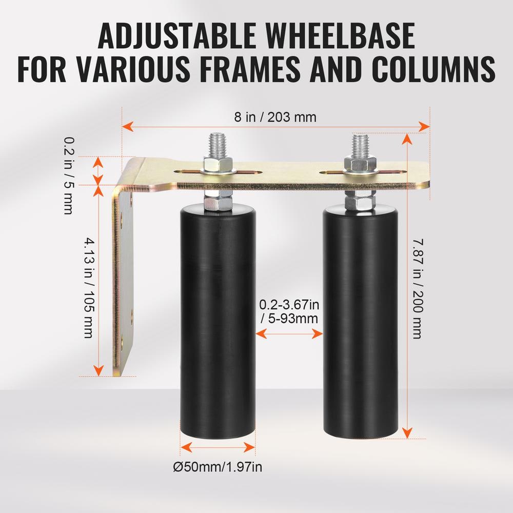 Black Steel Sliding Gate Kit with Dual Nylon Rollers
