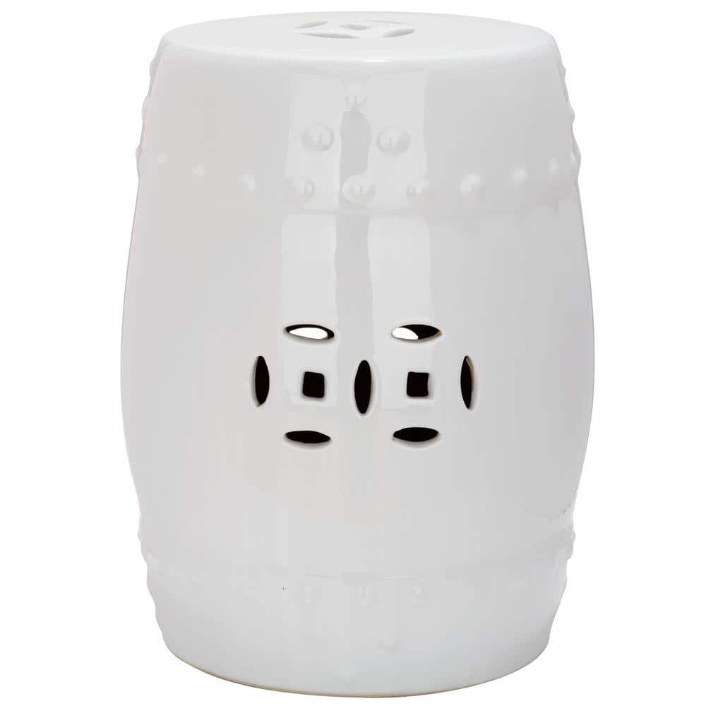 Modern White Ceramic Barrel Garden Stool