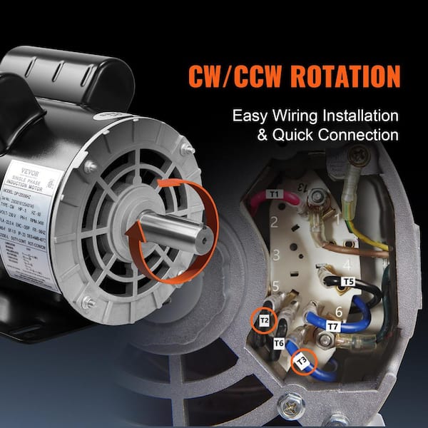 VEVOR 5HP Air Compressor Motor 3450 RPM Single Phase Electric