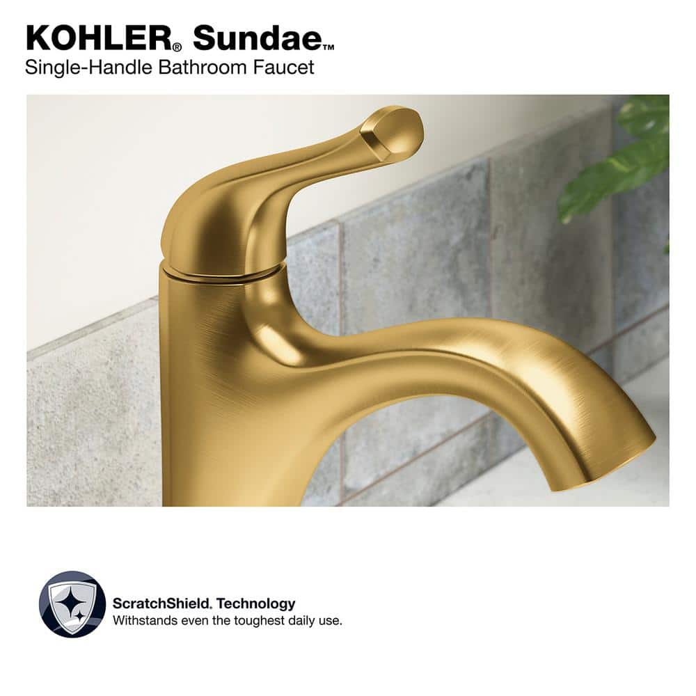 Vibrant Brushed Moderne Brass Single Handle Bathroom Faucet