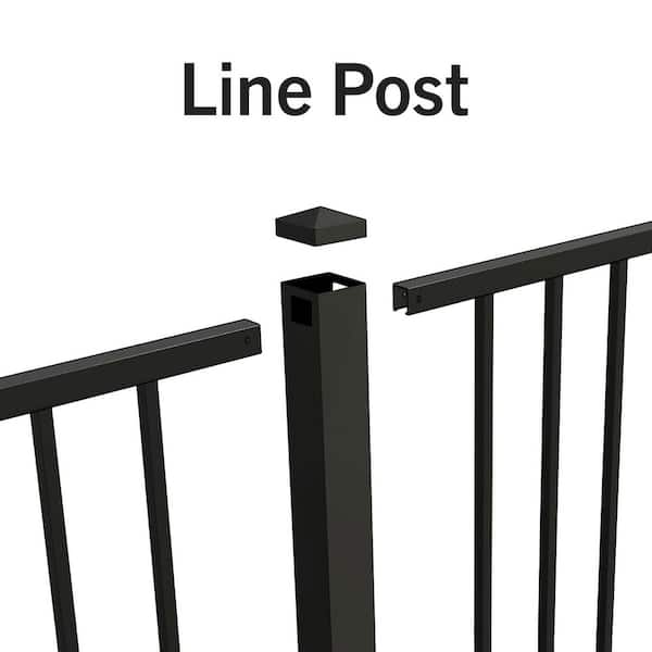 FORGERIGHT Newtown 2 in. x 2 in. x 6 ft. Black Aluminum Fence Line