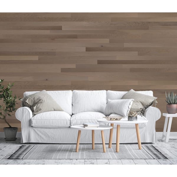 Timberchic 1/8 in. x 3 in. x 12 in. - 42 in. Dark Gray Oak Peel and Stick Wooden Decorative Wall Paneling (20 sq. ft./Box)