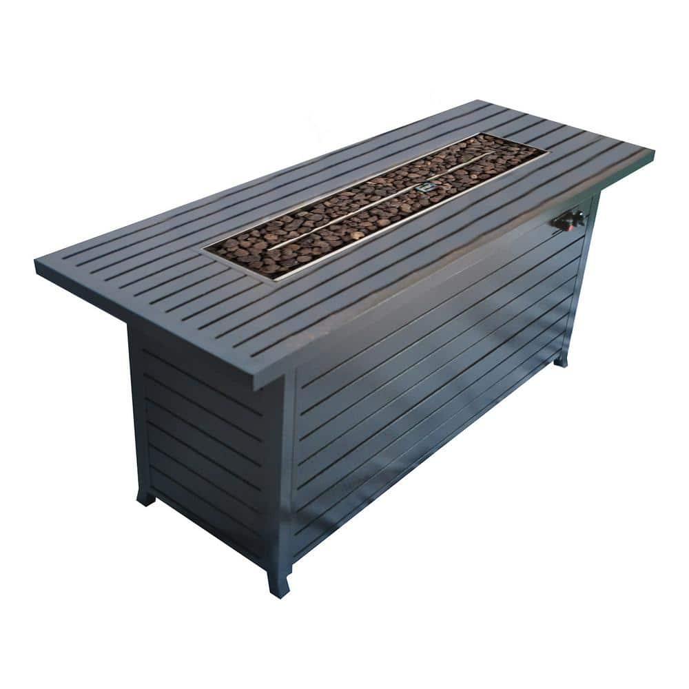 50000BTU 57 in. Aluminum Propane Fire Pit Table in Black